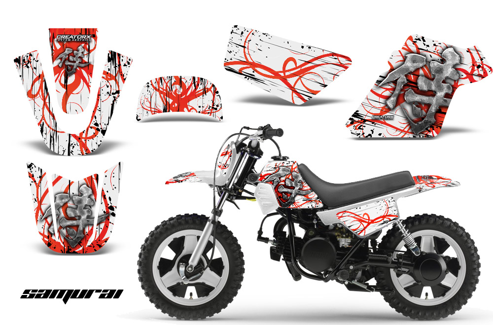 Yamaha PW 50 Graphics Kit Samurai Red White WB